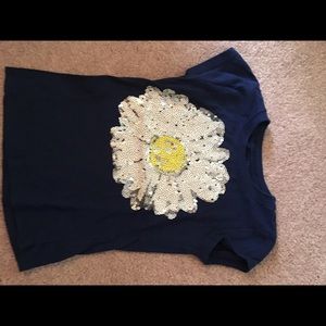Black tee shirt with silver flower